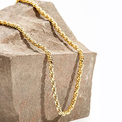 PAVOI 14K Gold Plated Adjustable Link Chain Necklace for Women | Box Rope Sphere Bead Serpentine Anchor Mariner Gold Chain Necklaces - color: Yellow Gold, style: Rope