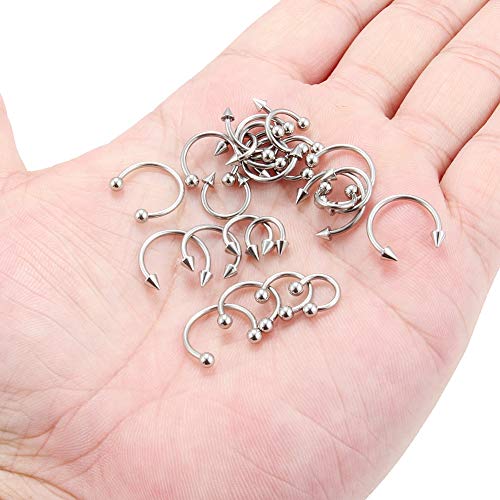 Ruifan 10-24PCS 16G Surgical Steel Nose Septum Horseshoe Hoop Earring Eyebrow Tragus Lip Piercing Ring - style: 24PCS - Option A