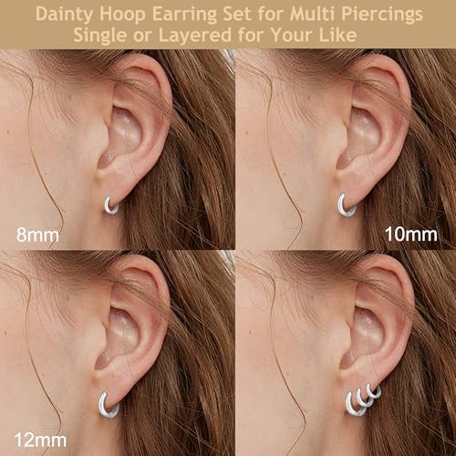 Wgoud Small Gold Hoop Earrings Set for Women, 6 Pairs 14K Gold Plated Hypoallergenic Lightweight Huggie Hoops Earrings, Trendy Cartilage Cubic Zirconia Earrings for Women Gifts. - color: 01Silver