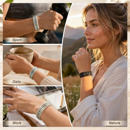 MOINSPIRE Boho Beaded Bracelets for Women - Adjustable Handmade Wrap Bracelet with Tube Natural Stone Beads, Colorful Beaded Strap Bohemian Jewelry Braided for Birthday Gifts - color: Agalmatolite
