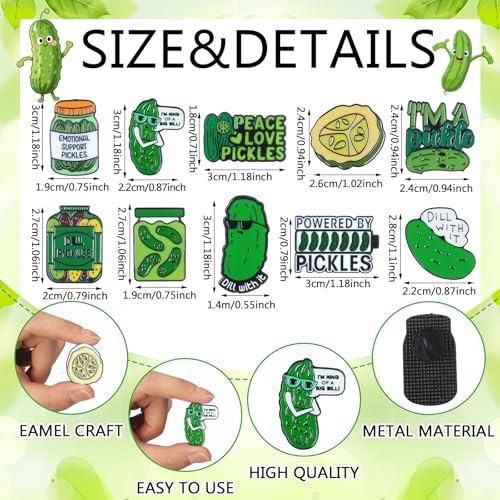 40 Pcs Funny Pickles Enamel Pins for Backpacks Pickle Lover Gifts Cartoon Dill Cucumber Lapel Pins Lovely Cute Brooch for Women Men Clothes Bags Accessories Gifts - style: Pickle Theme