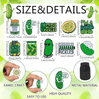 40 Pcs Funny Pickles Enamel Pins for Backpacks Pickle Lover Gifts Cartoon Dill Cucumber Lapel Pins Lovely Cute Brooch for Women Men Clothes Bags Accessories Gifts - style: Pickle Theme