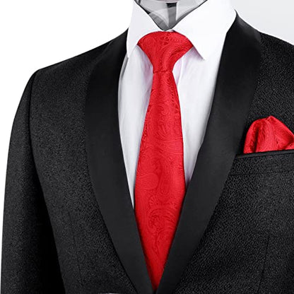 Alizeal Mens Gradient Paisley Necktie and Pocket Square Set | Elegant Design Perfect for Weddings Banquets Business Formal Events - color: 170-red