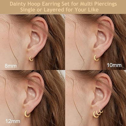 Wgoud Small Gold Hoop Earrings Set for Women, 6 Pairs 14K Gold Plated Hypoallergenic Lightweight Huggie Hoops Earrings, Trendy Cartilage Cubic Zirconia Earrings for Women Gifts. - color: 01Gold