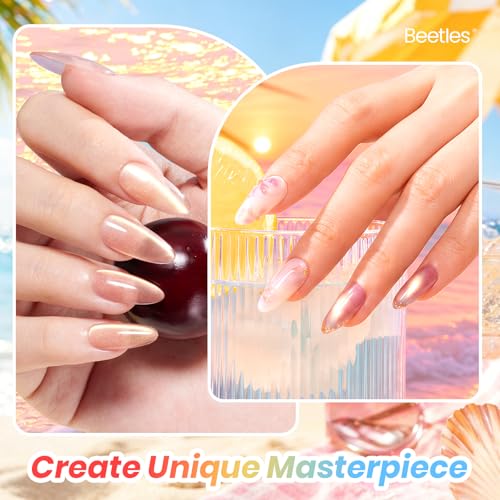 Beetles Cat Eye Gel Nail Polish Set, Saltmist Sunset 9ML 6 Colors Gel | Glitter Gel Nail Kit Yellow Blue Green Pink Purple Soak Off UV Salon DIY at Home Manicure Gift for Women - color: Saltmist Sunset
