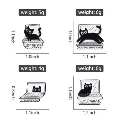 Cartoon Animal Enamel Brooch Set Cute Butterfly Duck Cat Lapel Pins for Backpacks Jacket Decoration Gifts for Friends - style: Cats 2