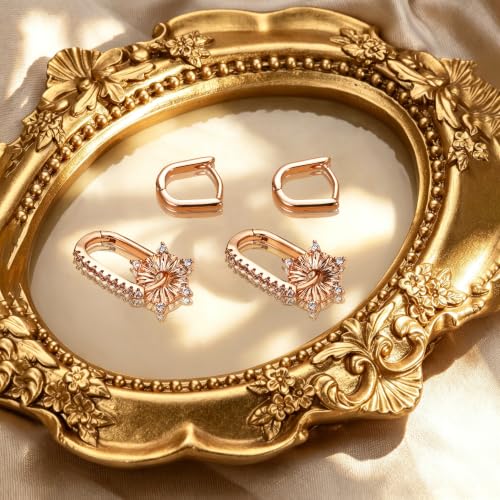 JINEAR 2 Pairs Gold Hoop Earrings for Women Dainty Huggie Earrings Set | 14K Gold Plated Cubic Zirconia Hypoallergenic Lightweight Waterproof Cartilage Hoop Earrings Trendy Jewelry Gift - color: Plates&Pockets