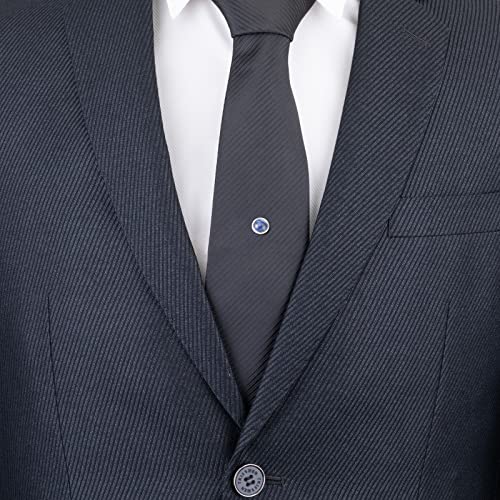 Tie Pins for Men Silver Tie Pins with Chain, Tie Tack Pins Brooch Personalized Wedding Business Gifts - color: Blue
