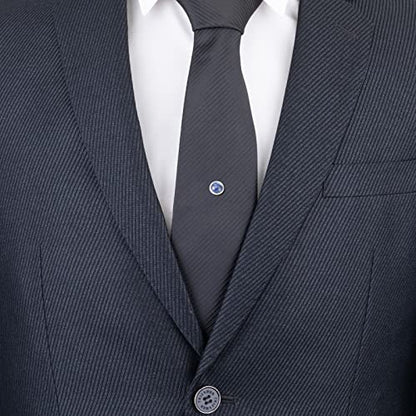 Tie Pins for Men Silver Tie Pins with Chain, Tie Tack Pins Brooch Personalized Wedding Business Gifts - color: Blue
