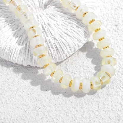 Chunky Beads Necklace for Women Trendy Gold Puffy Heart Choker Necklace Colorful Resin Beaded Heart Pendant Necklaces Statement Jewelry - color: 14MM Disc Bead-White