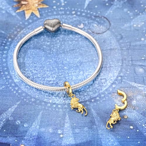 LAZA 925 Silver Charms for Bracelets and Necklaces Gold charms for Women | Summer Travel Party Lucky Zodiac Charms Clearance Pendant Beads Christmas Birthday Graduation Gift Jewelry for Women - color: Leo