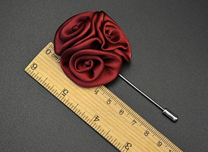 Gentleman's Essentials Premium Handmade Flower Lapel Pin Boutonniere - color: Candy Red [Bouquet]