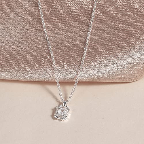 Tewiky Pendant Necklace for Women 14k Gold Plated Chain Choker Necklaces | Dainty Necklaces,Aesthetic Simple Necklace,Jewelry Gifts for Women - color: cz pendant silver