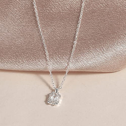 Tewiky Pendant Necklace for Women 14k Gold Plated Chain Choker Necklaces | Dainty Necklaces,Aesthetic Simple Necklace,Jewelry Gifts for Women - color: cz pendant silver