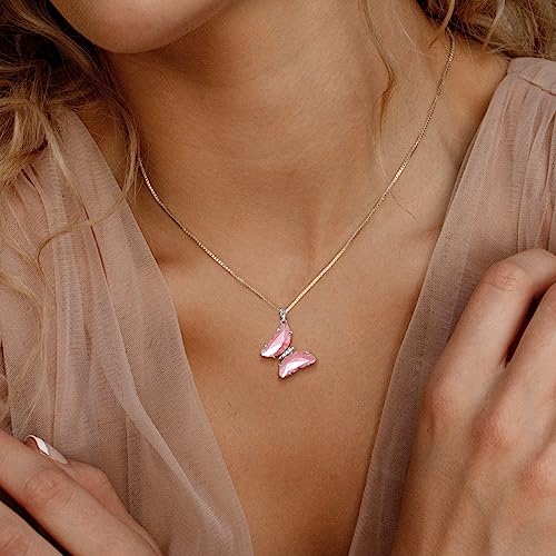 Aurora Tears Butterfly Necklace Earrings Ring Bracelet - Women 925 Sterling Silver Animal Butterflies Birthstone Pendant Crystal Wedding Birthday Jewelry - color: pendant-J.October