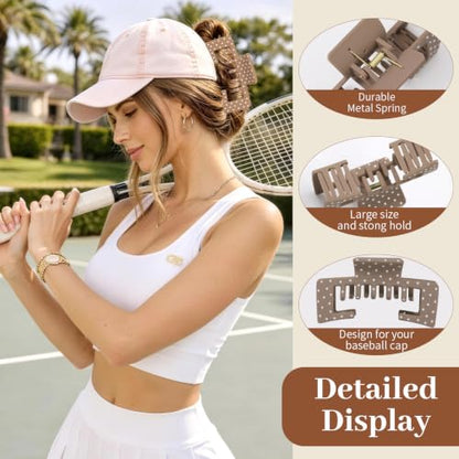 4 Pack Hat Claw Clips for Women, 4.1 Inch Large Hair Clips for Thick Hair | 2-in-1 Cute Hair Claw Clips Strong Hold Jaw Clips for Daily Styling, Baseball Cap & Trucker Hat, Polka Dot (Patent Pending) - color: Polka Dot
