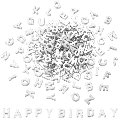 100 Pcs Silver Alphabet Letter Beads, Bulk Resin Pendants | 3D Loose Letter Beads, Plastic Initial Charms for Jewelry Making, Key Chains, Crafts - color: Silver
