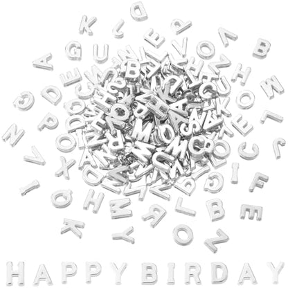 100 Pcs Silver Alphabet Letter Beads, Bulk Resin Pendants | 3D Loose Letter Beads, Plastic Initial Charms for Jewelry Making, Key Chains, Crafts - color: Silver