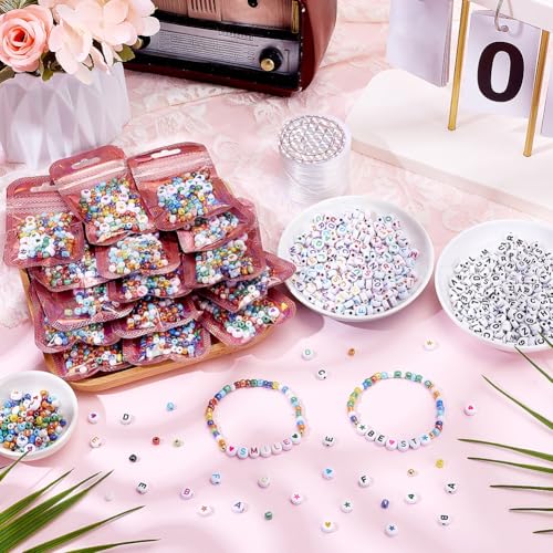 2408Pcs Friendship Bracelet Making Kit Glass Seed Beads Party Favor DIY Jewelry Supplies Bead Set Make Your own Personalised Bracelet for Wedding Birthday Gift Craft Wrapped