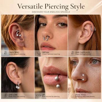 Zolure 16g Lip Rings Horseshoe Labret Jewelry Lip Barbell Ring Spike Snake Bite Piercing Jewelry Tragus Helix Earrings Studs Medusa Piercing for Women Men - color: 16G 8mm #7