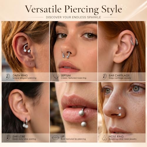 Zolure 16g Lip Rings Horseshoe Labret Jewelry Lip Barbell Ring Spike Snake Bite Piercing Jewelry Tragus Helix Earrings Studs Medusa Piercing for Women Men - color: 16G 8mm #7