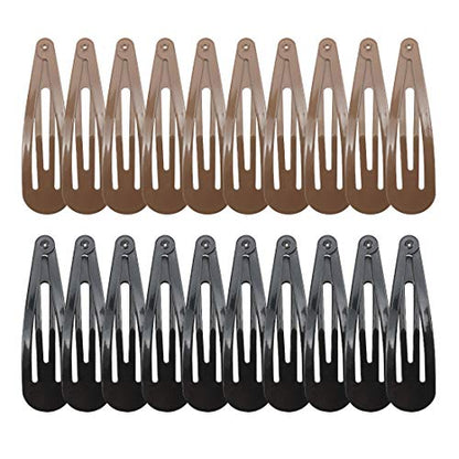 20 Pieces 2.7'' Big Size No Slip Metal Snap Hair Clips Women Barrettes Black Hair Pins (10 black 10 Brown) - color: 10 black 10 coffee