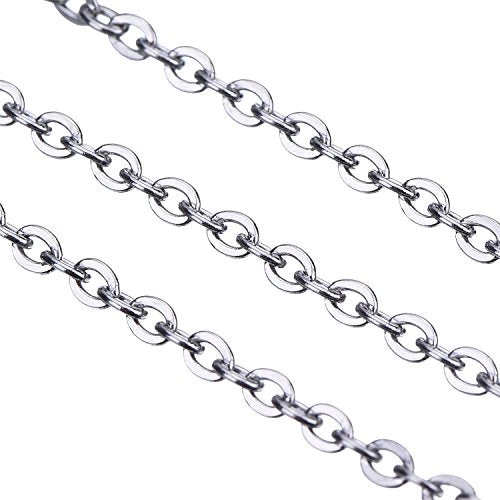 Outus 33 Feet Stainless Steel Chain Silver DIY Link Necklaces Chains with 20 Lobster Clasps and 30 Jump Rings for Jewelry Making (2.5 Mm) - size: 2.5 mm Wide
