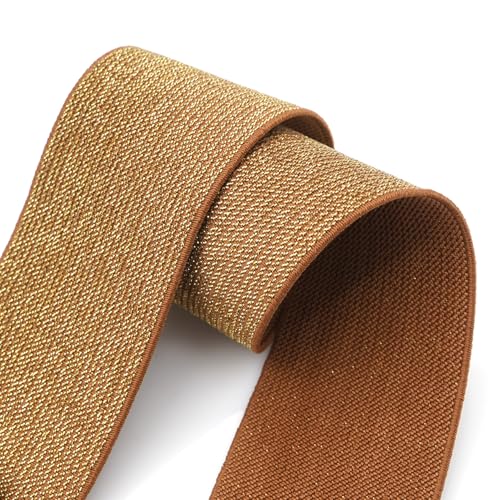 Women Wide Stretchy Waist Belts Elastic Cinch Belt for Dresses - color: Bling Brown Band Gold Buckle, size: Fit Waist 37"-41"