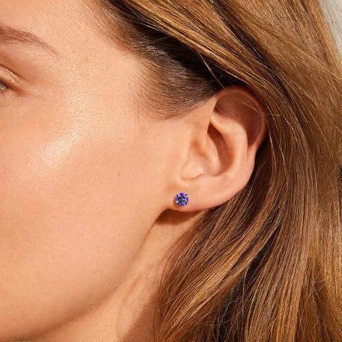 5 Pairs Stud Earrings for Women, Hypoallergenic Cubic Zirconia Silver Black 316L Surgical Stainless Steel Rainbow CZ Earrings Set 3-7mm - color: 5 Pairs Black+Rainbow CZ