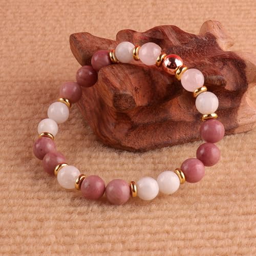 KSQS Healing Stone Bead Bracelet for Women, Natural Gemstones Balance Protection Bracelet, Spiritual Crystal Beads Bracelet Anxiety Relief with Meaning Card - color: Healthy Pregnancy-2