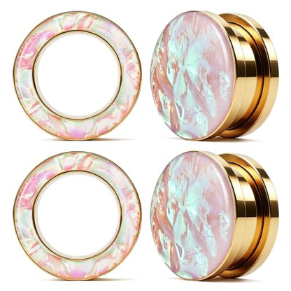 4PCS Ear Gauges Tunnels: 8-16mm Surgical Steel Ear Plugs Tunnels Expander Stretching Set - size: 5/8"(16mm)