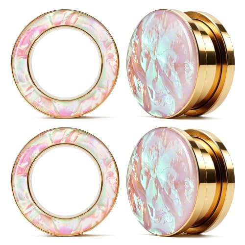 4PCS Ear Gauges Tunnels: 8-16mm Surgical Steel Ear Plugs Tunnels Expander Stretching Set - size: 1/2"(12mm)