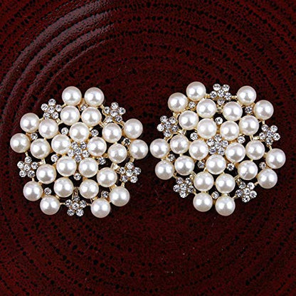 Delicate Pearl Crystal Brooch Pins for Women Girls Dance Balls Wedding Bridal Jewelry - color: A Silver