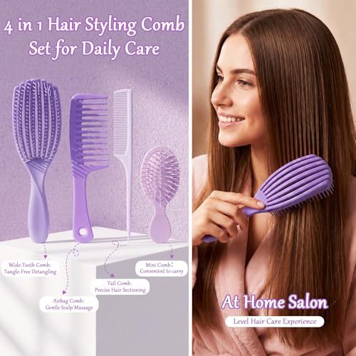 20 Pcs Gift Basket for Women Hair Care Pack Includes Self Care Beauty Set Hair brush Set for Women, Mom Friend Sister Wife Grandma Girlfriend Daughter(Purple) - color: Purple