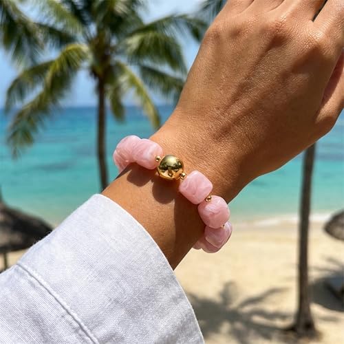 WOWORAMA Chunky Beaded Bracelets for Women Colorful Large Square Beads Bracelet Boho Acrylic Resin Stretch Bracelets Statement Chunky Bracelet Summer Jewelry - color: Square-Pink
