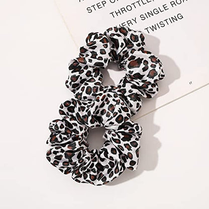 Scrunchies Hair Ties for Girls Women Elastics Bands Ponytail Holder Pack of Neutral Hair Accessories Big Large Scrunchie Cute Hairties for Thick Hair - color: BPGLeopard