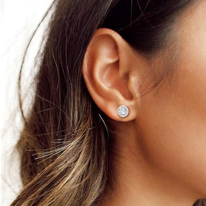 Bestyle 8mm Small Birthstone Earrings for Women with Hypoallergenic Sterling Silver Post,Sparkle Heart/Round Womens Studs Earrings, Great Birthday/Christmas/Anniversary Jewelry for Wife Mother - color: 04. April Rhinestone-Round