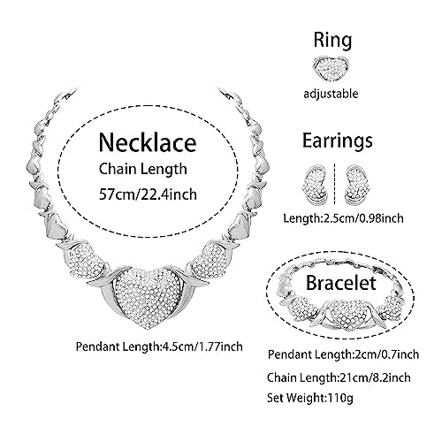 Woman Jewelry Sets Gold Jewelry Sets XOXO Women's Gold Jewelry Fashion Jewelry Necklaces Earrings Woman Accessories Bracelets Jewelry Gifts Love Necklaces - color: X0024-Silver