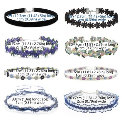 Black Choker Necklace Set Velvet Lace Choker Daisy Gothic Punk Classic Choker - color: flower2