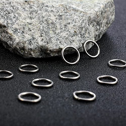 Casvort 10 PCS 16G Seamless Septum Nose Piercing Rings Segment Tragus Hoop Rings 316 Stainless Steel Helix Ring Stack Clickers Ear Plugs Hangers Women Body Jewelry - color: Silver Classic, size: 1.2*10mm 10 PCS