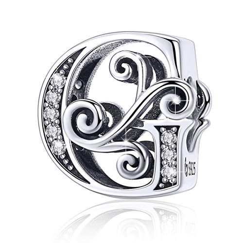 BISAER 925 Sterling Silver Initial Letter A-Z Charms for Bracelets Alphabet Beads Charm Jewelry Gifts - color: Letter G