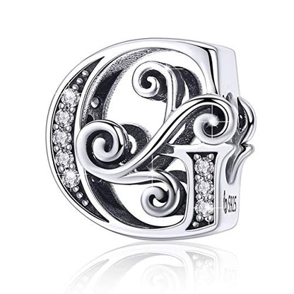 BISAER 925 Sterling Silver Initial Letter A-Z Charms for Bracelets Alphabet Beads Charm Jewelry Gifts - color: Letter G