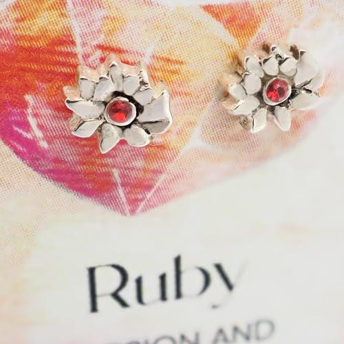 Birthstone Earrings: Handmade Necklace Flower Pendant with Colored Crystal - Gift for Mom, Daughter, BFF, Sister, Granddaughter, Niece - style: July
