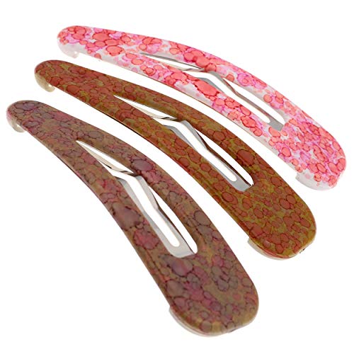 Camila Paris CP2932 French Hair Barrettes Clips, Snap Hair Slides Clic Clac for Women, Styling Girls Side Slide-in Metal Snap Pin Hair Accessories for Women. Strong Hold, No Slip Grip, Made in France - color: 3PK Rose 3.25"