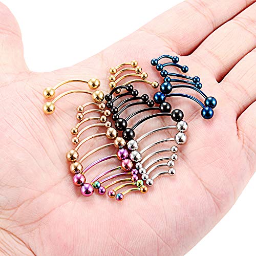 SCERRING 18-36PCS 16G Stainless Steel Eyebrow Tragus Helix Rook Daith Earrings Tongue Nipple Belly Lip Ring Barbell Body Piercing Jewelry 6-16mm - color: 36PCS - Mix Color