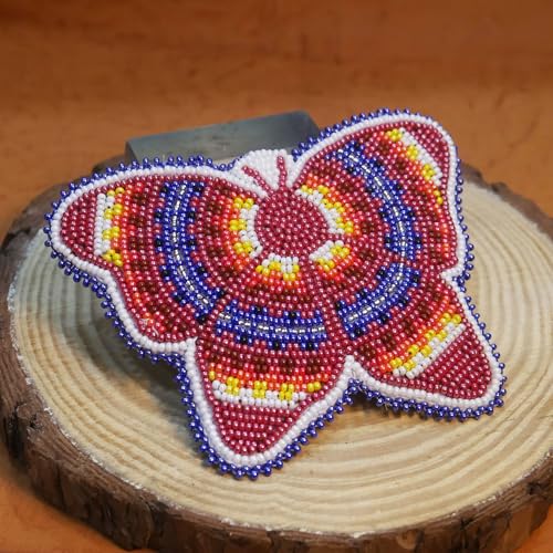Beaded Hair Clips Native American Style Handmade Collection (Brownish Red (Butterfly)) - color: Brownish Red (Butterfly)