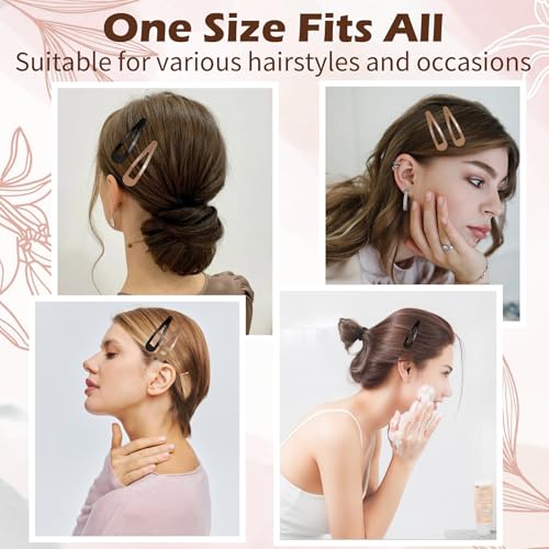 Gingbiss 40 Pieces Large Snap Hair Clips for Woman, 2.6 inch Metal Hair Barrettes with Storage Case for Women, Classic Hairpins Hair Accessories for Long Thick Hair (Black & Brown)