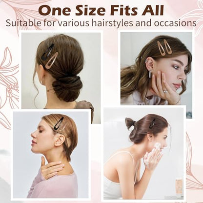 Gingbiss 40 Pieces Large Snap Hair Clips for Woman, 2.6 inch Metal Hair Barrettes with Storage Case for Women, Classic Hairpins Hair Accessories for Long Thick Hair (Black & Brown)