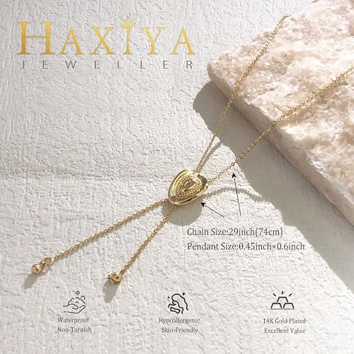 HAXIYA Gold Pearl Y-Shaped Necklace for Women Layered Lariat Long Pendant | 14K Gold Plated/Sterling Silver Dainty Drop Chain Layered Pearl/Beaded Necklaces Simple Gold Jewelry for Women - color: Cowboy Hat - Gold
