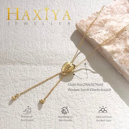 HAXIYA Gold Pearl Y-Shaped Necklace for Women Layered Lariat Long Pendant | 14K Gold Plated/Sterling Silver Dainty Drop Chain Layered Pearl/Beaded Necklaces Simple Gold Jewelry for Women - color: Cowboy Hat - Gold